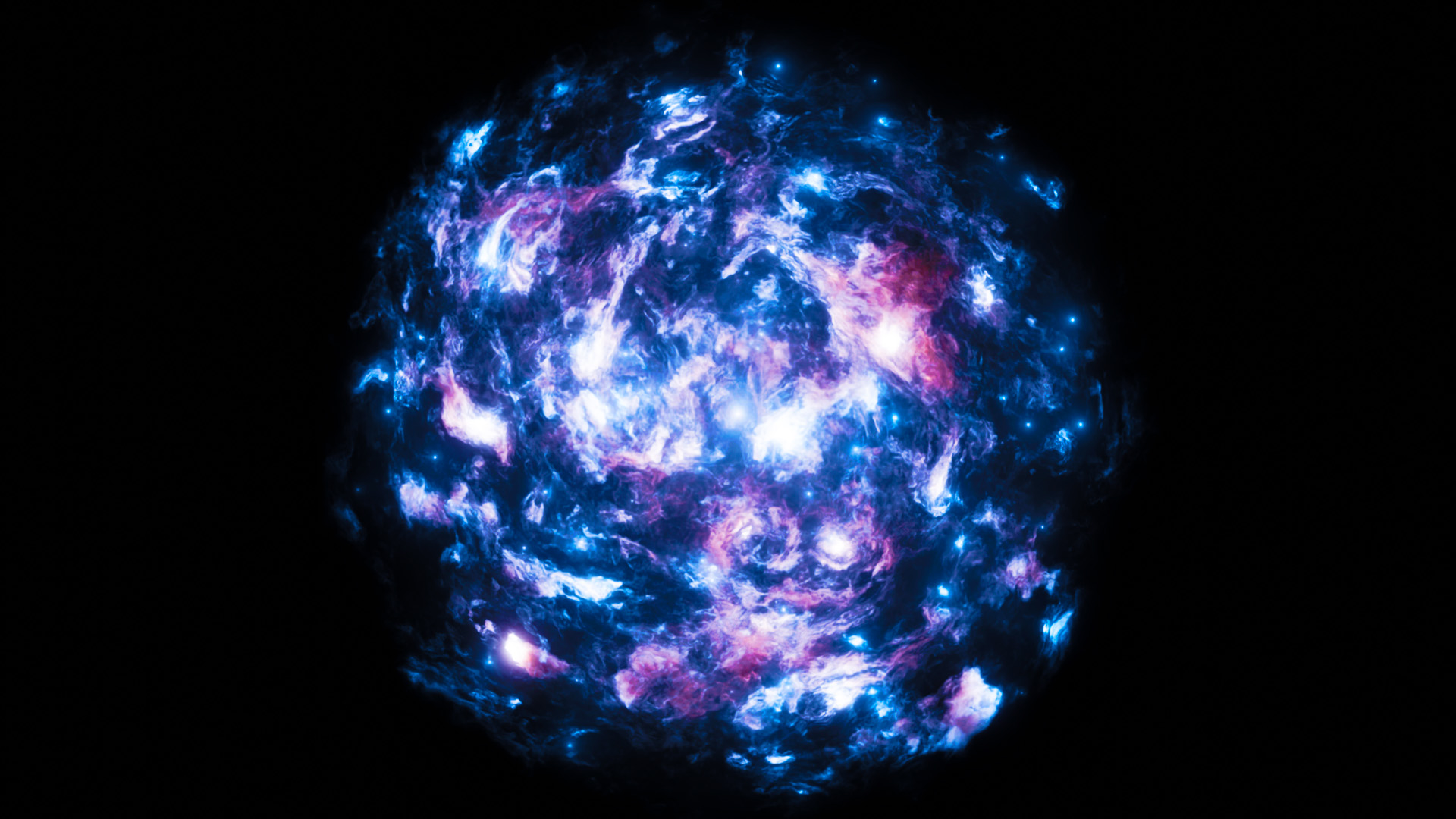 blue and pink nebula ball blender