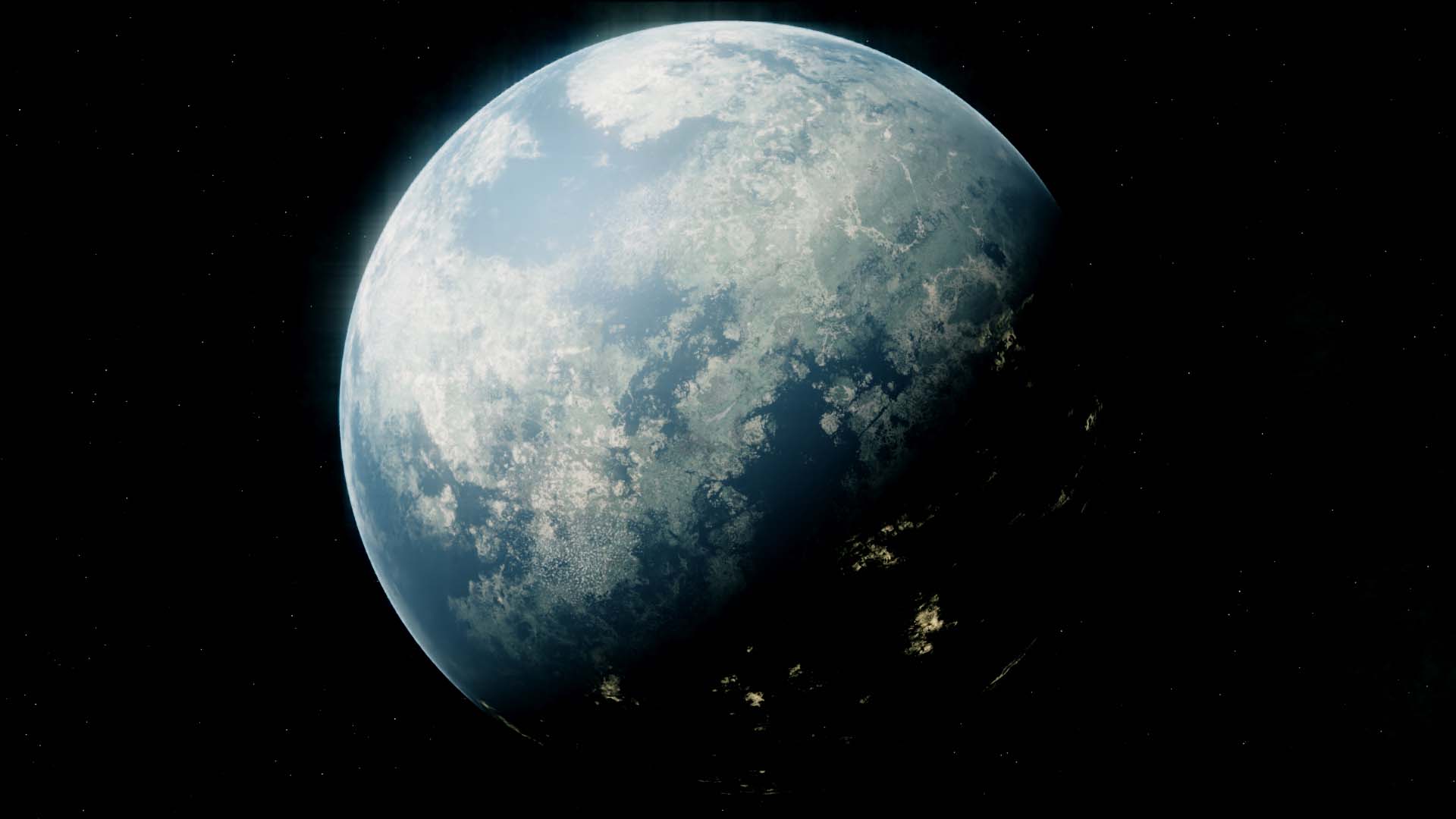 green planet sci fi with ocean