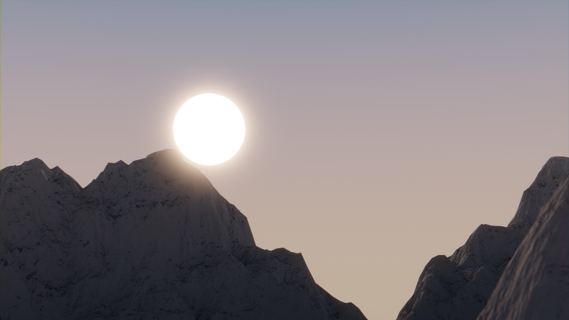 sci fi sunset over mountains